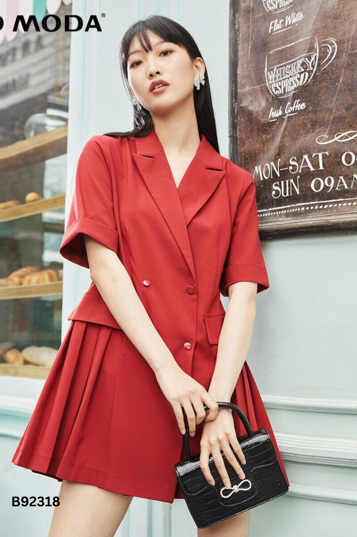 Váy VERO MODA đỏ cổ vest