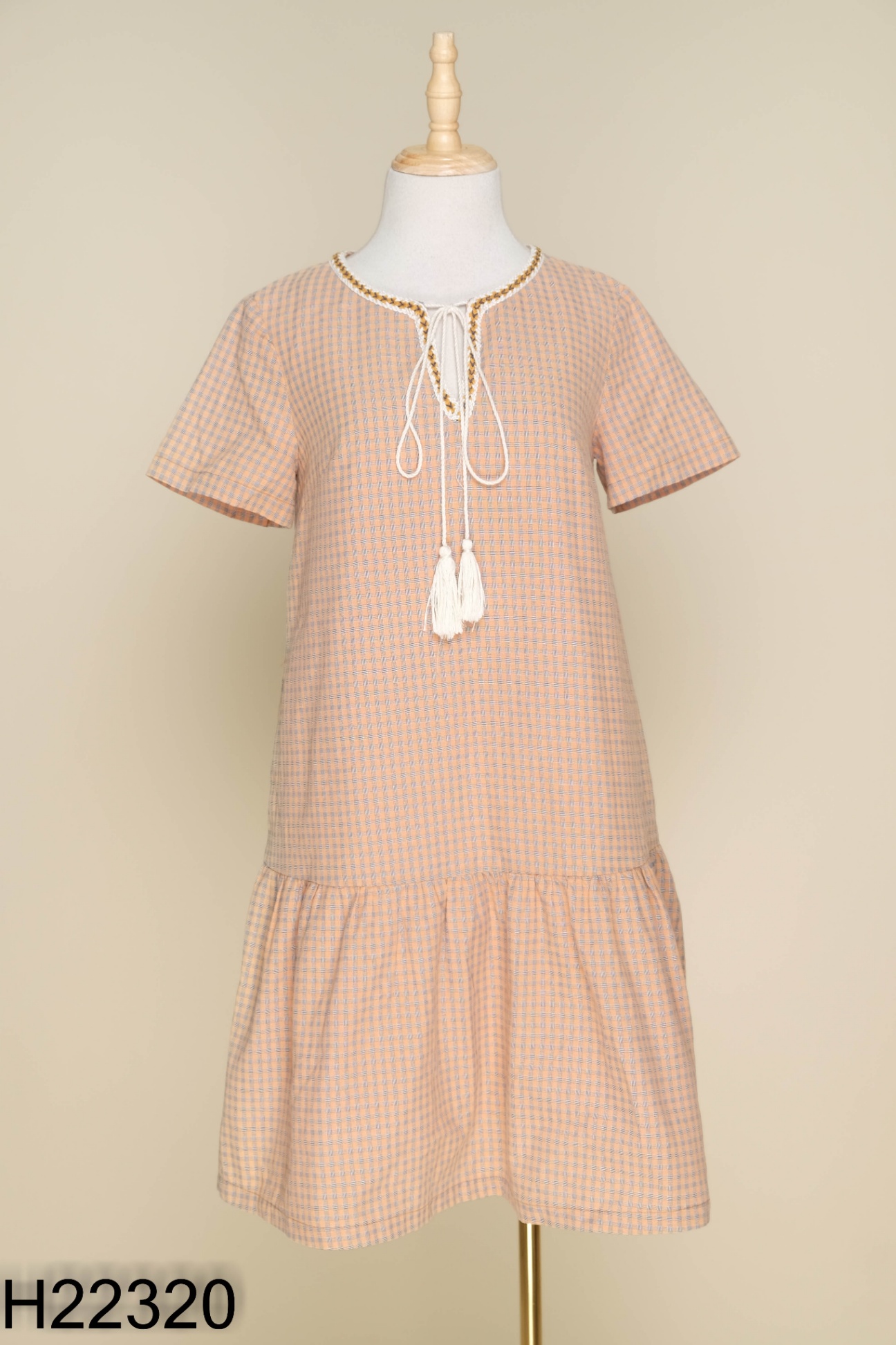 Váy ADORE DRESS cam kẻ caro