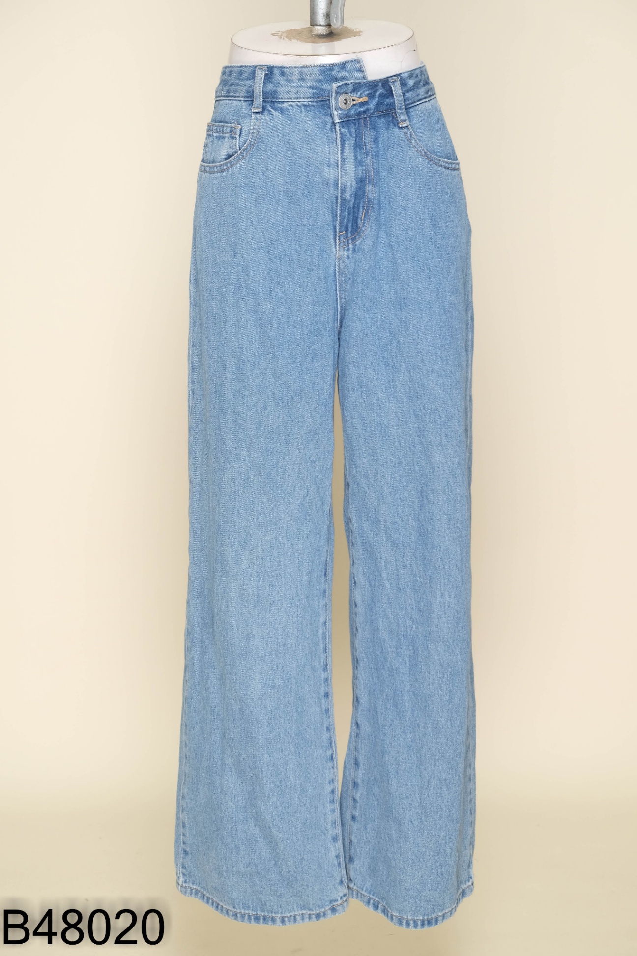 Quần jeans SEMIR suông xanh trơn