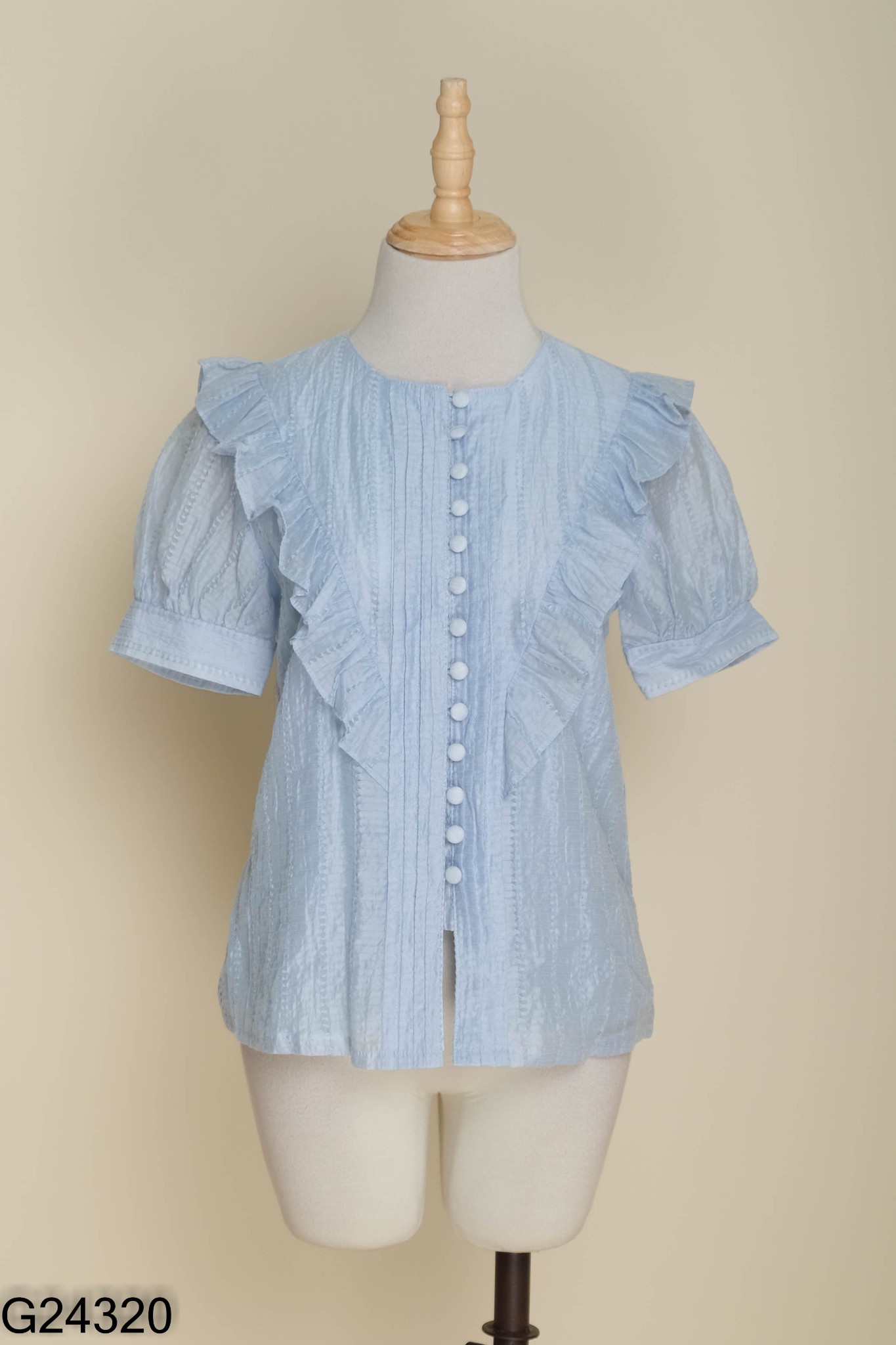 Áo BEAUTEBYV xanh phối khuy