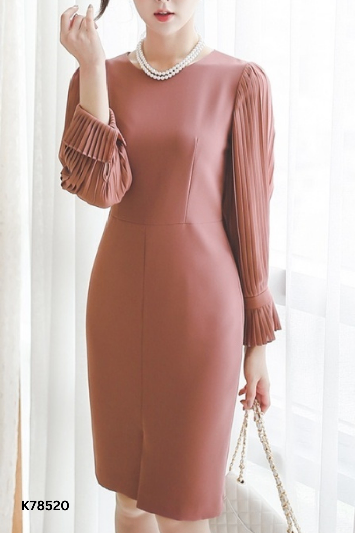Váy hồng đất tay dập ly