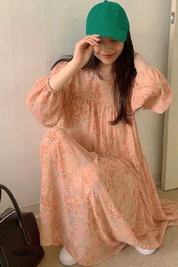Váy dài hồng hoa