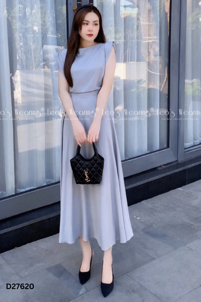 SET Váy LEO'S WEARING xám hai dây + áo sát nách