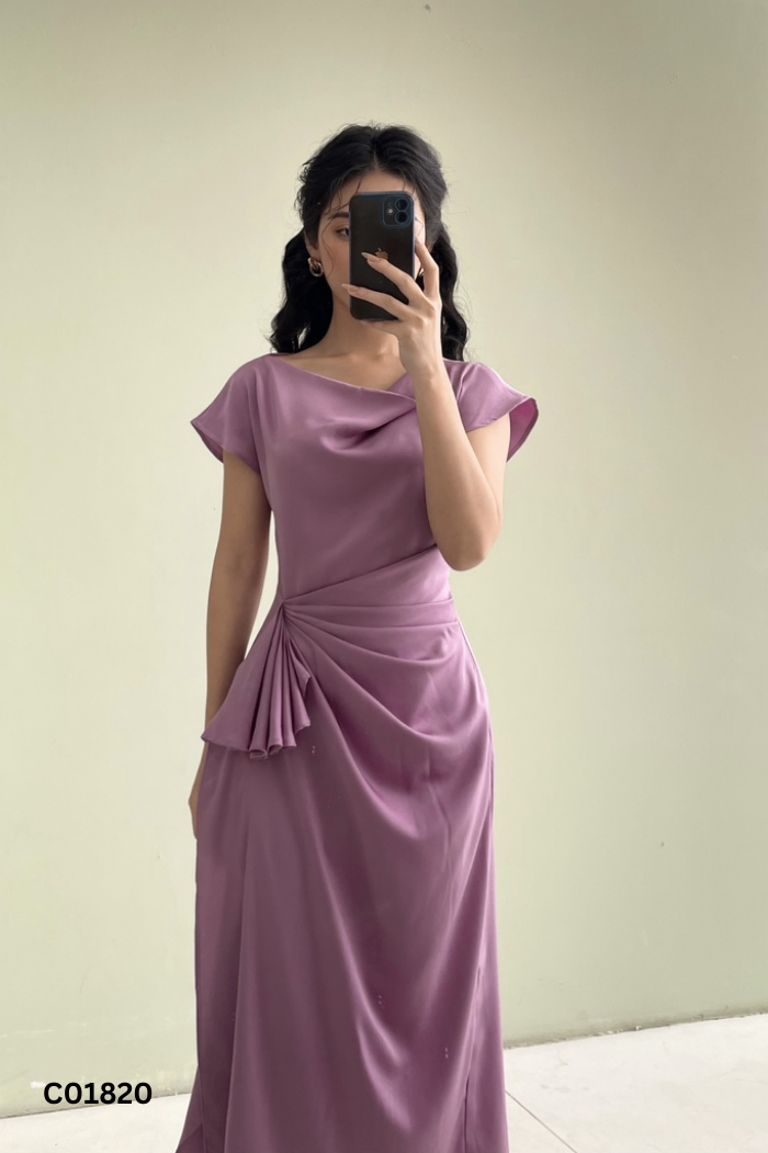 Váy ALLY lụa tím trơn