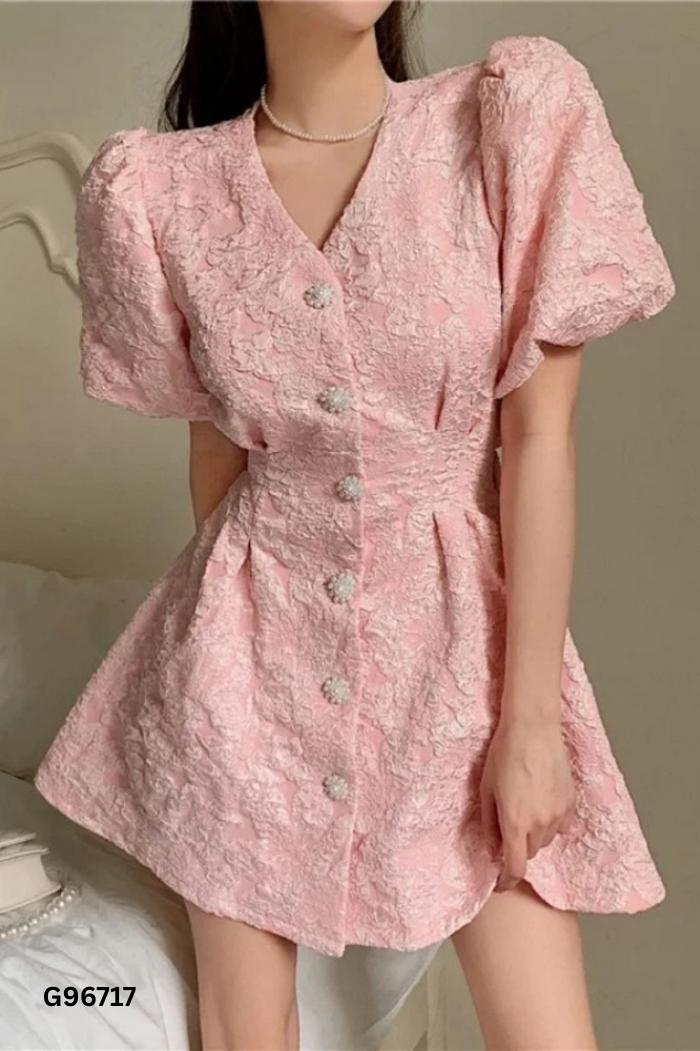 Váy MAY hồng xốp hoa