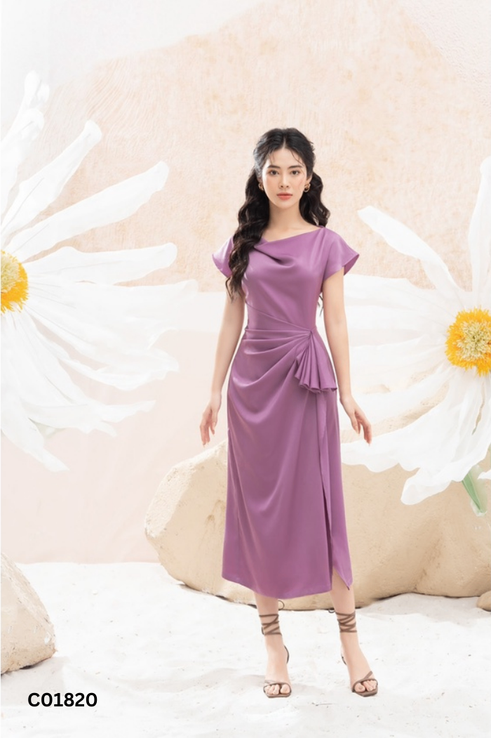 Váy ALLY lụa tím trơn
