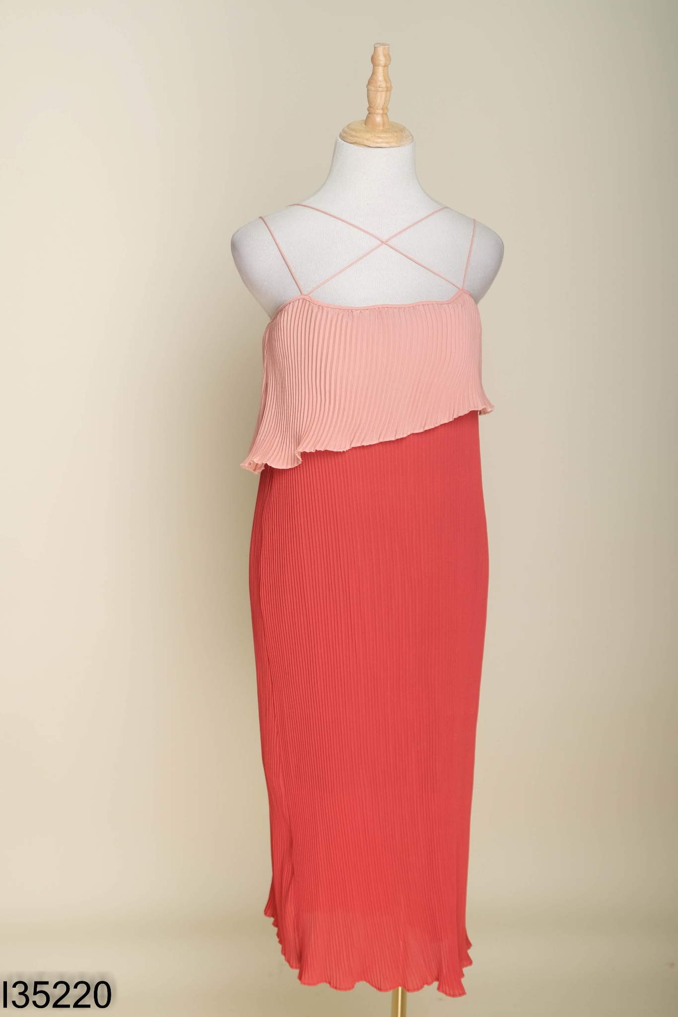 Váy hai dây đỏ ADORE DRESS dập ly phối hồng
