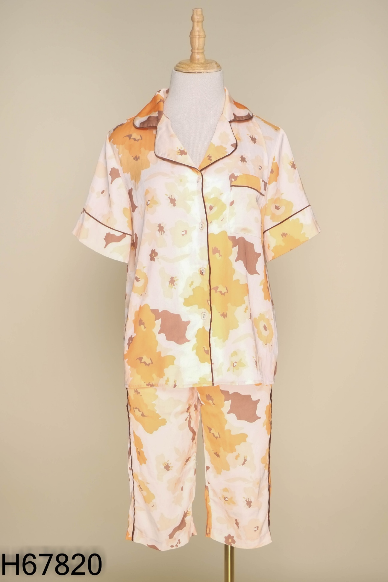 SET Pijama lụa be hoa