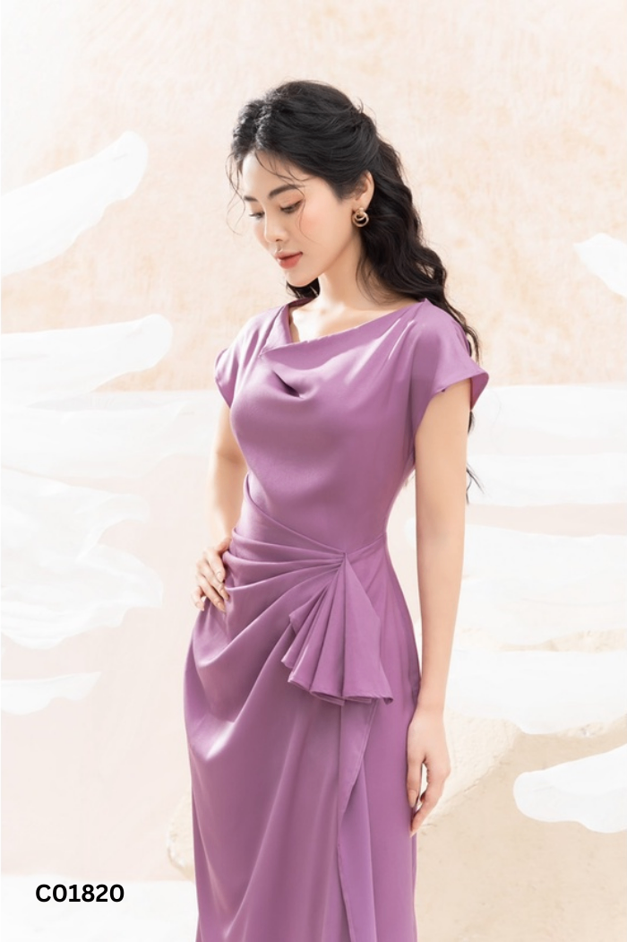 Váy ALLY lụa tím trơn