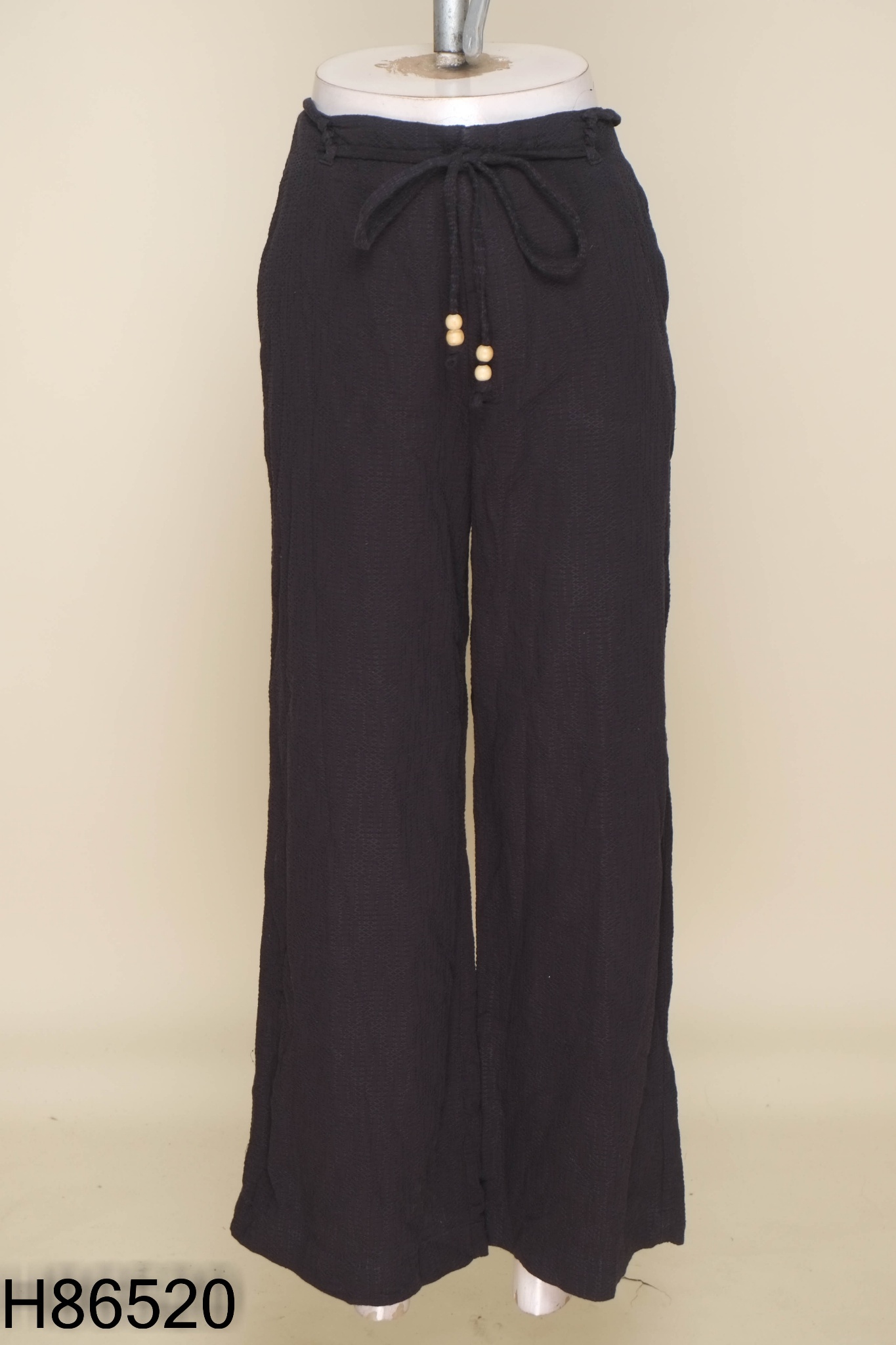 Quần linen đen LIBE phối đai