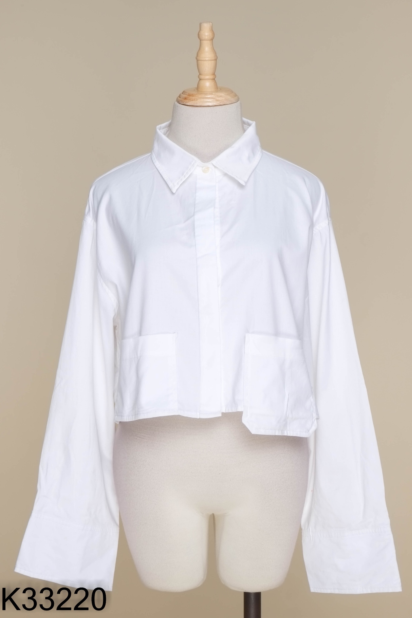 NEWTAG Áo trắng sơ mi croptop