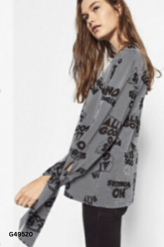 Áo xanh sọc ZARA in chữ đen