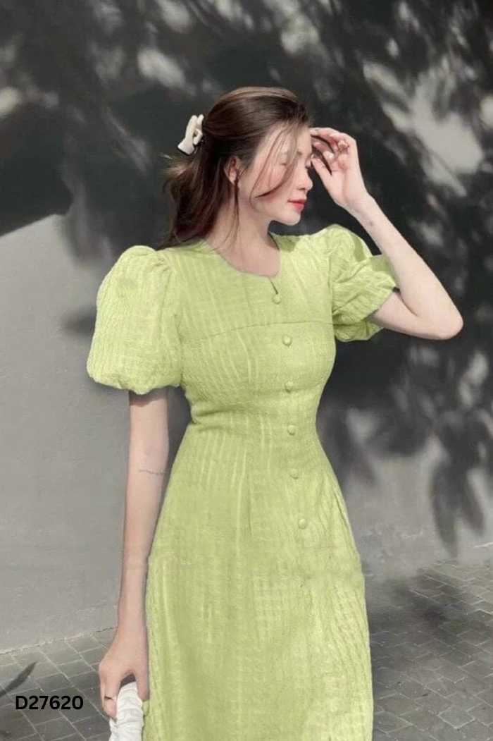 Váy NAU xanh phối khuy