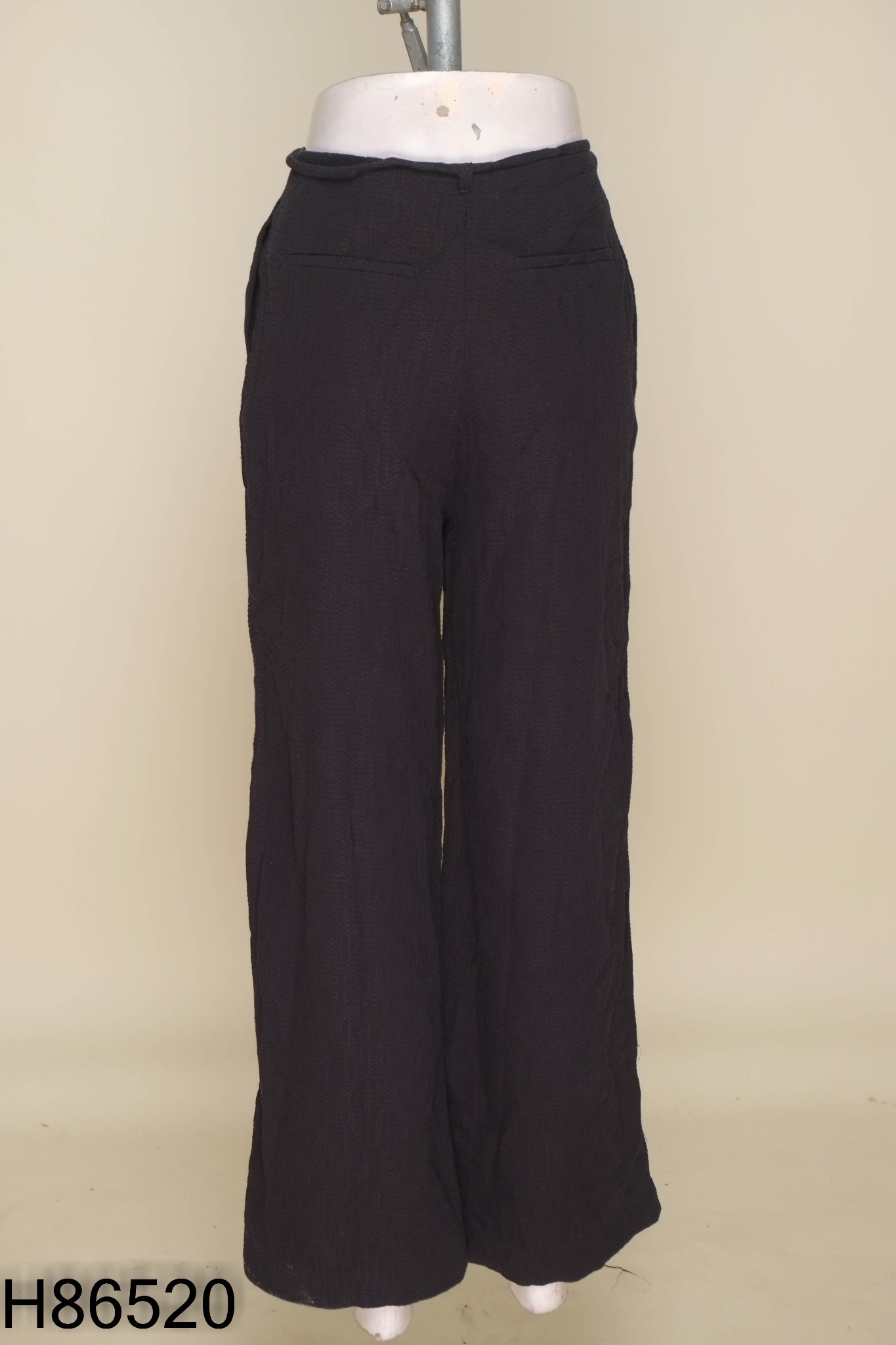 Quần linen đen LIBE phối đai