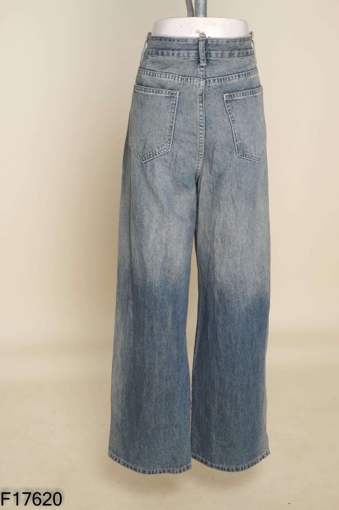 Quần suông jeans xanh trơn
