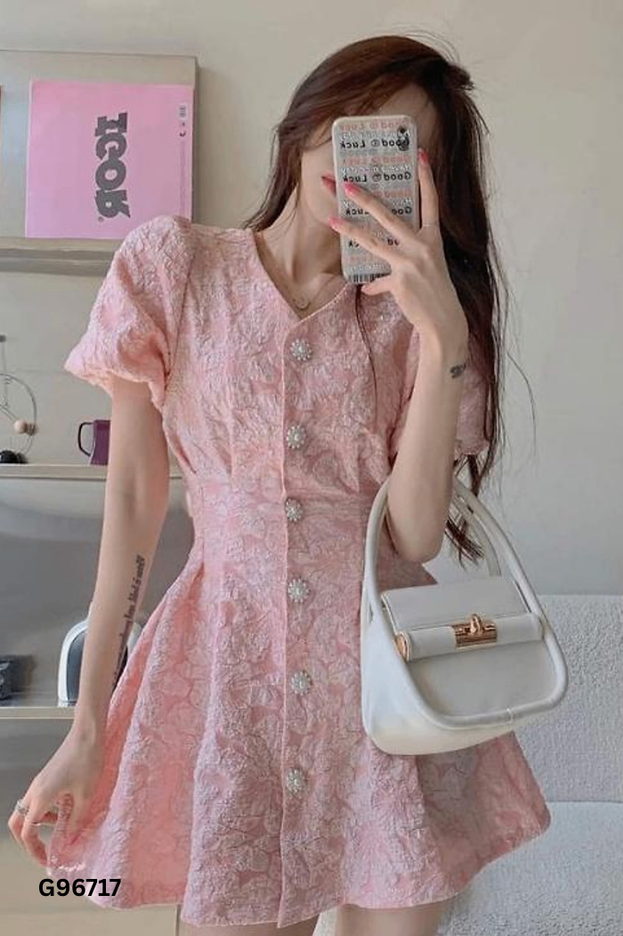 Váy MAY hồng xốp hoa