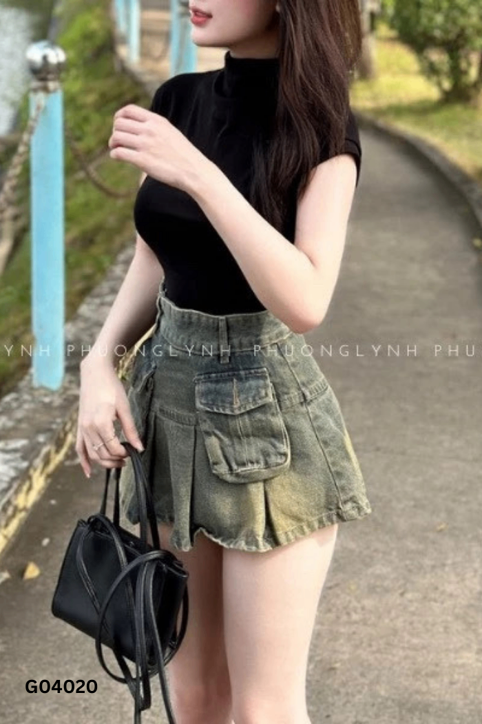 Chân váy jeans xanh