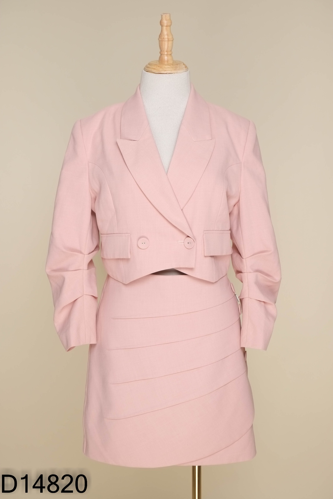SET Áo vest hồng D.CHIC tay dúm + chân váy
