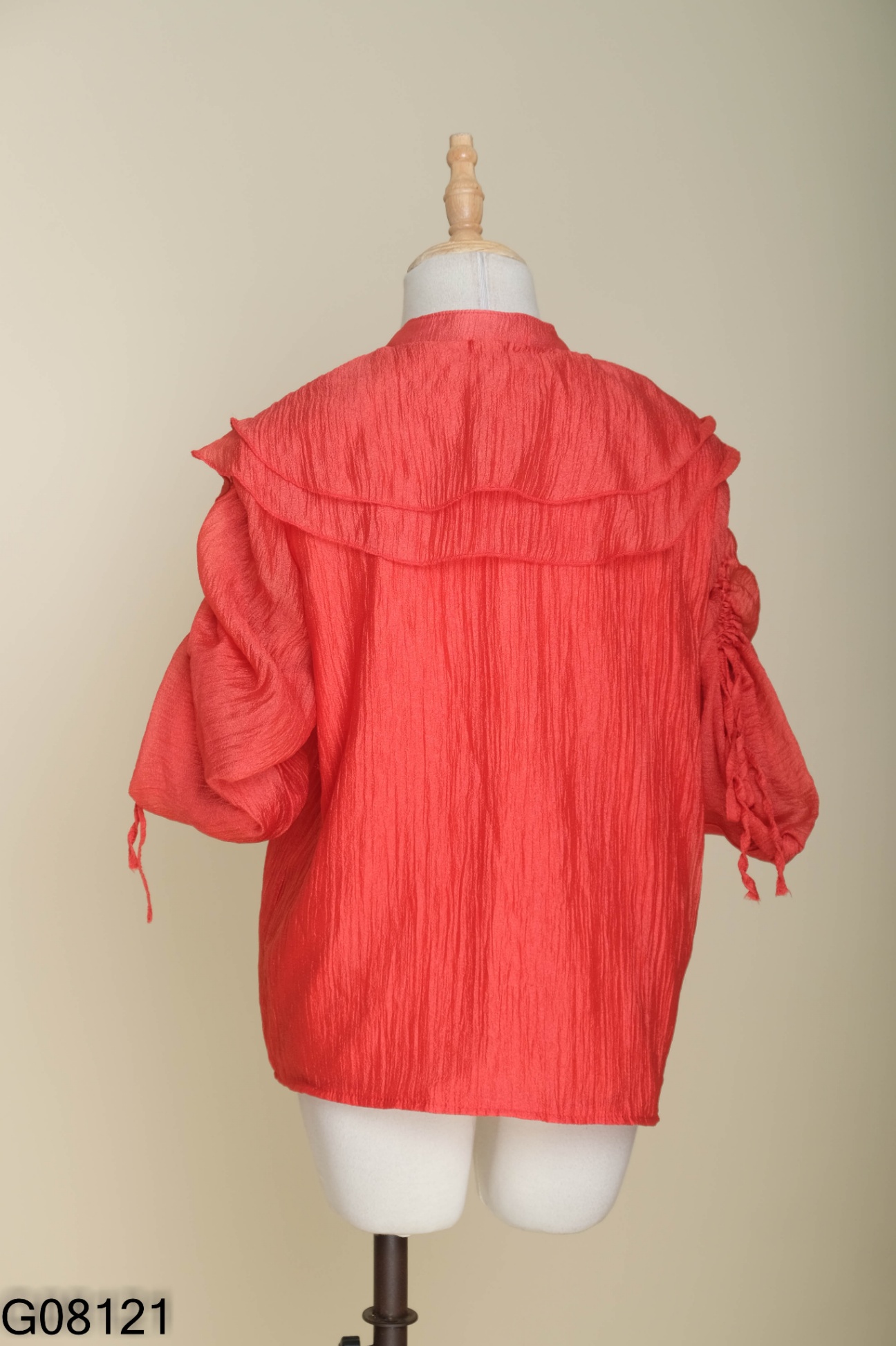 Áo sơ mi chiffon đỏ bèo