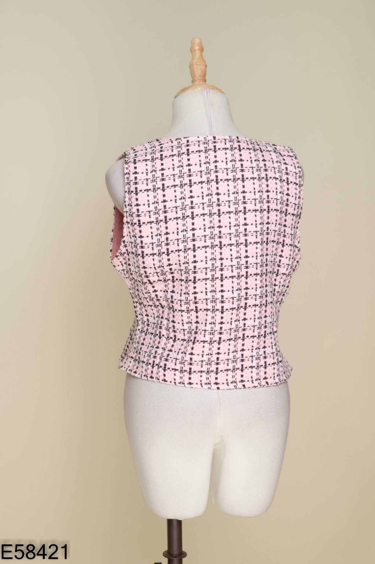 Áo dạ tweed gile dạ hồng đen