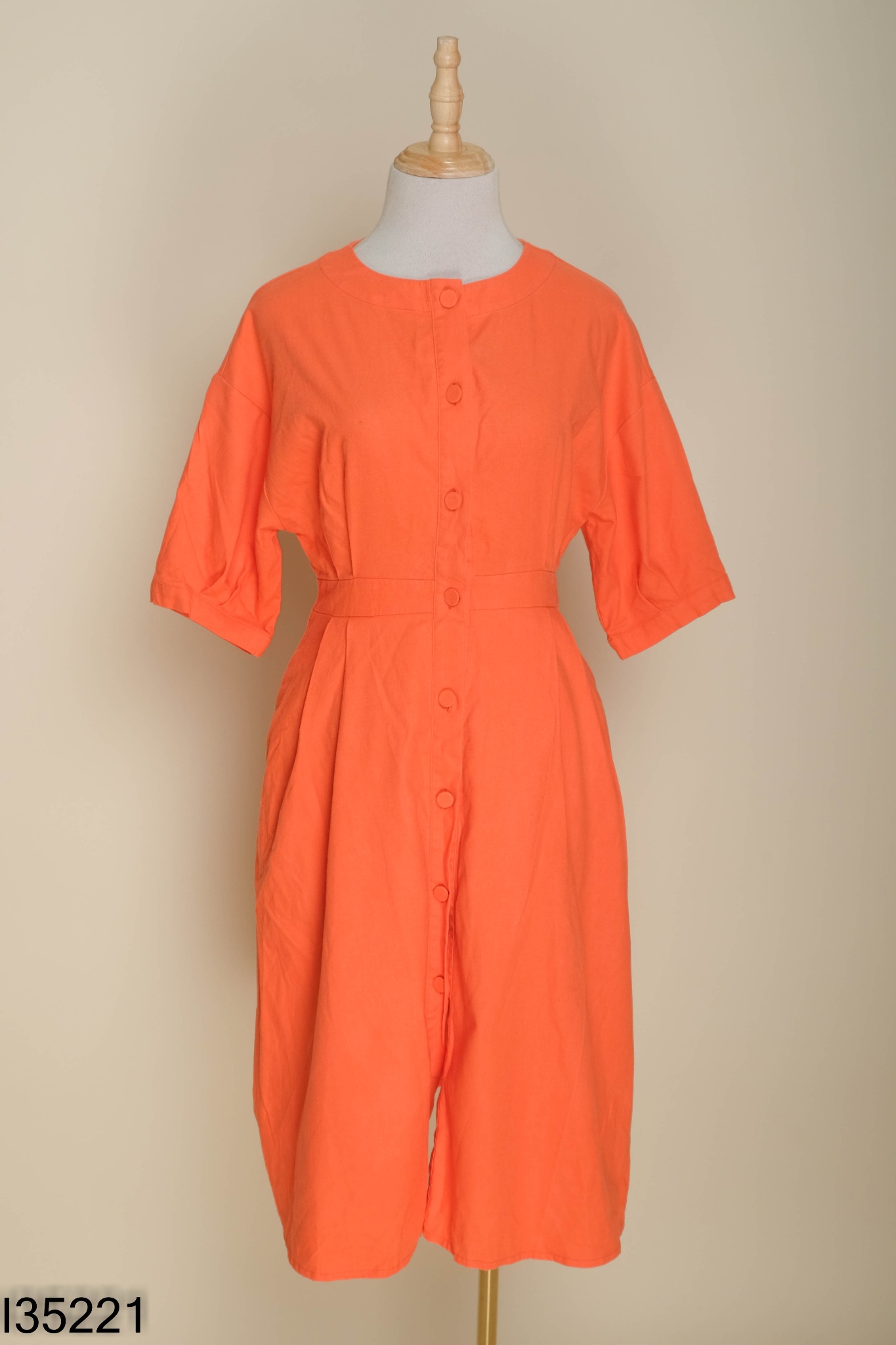 Váy linen CANIFA đỏ cam