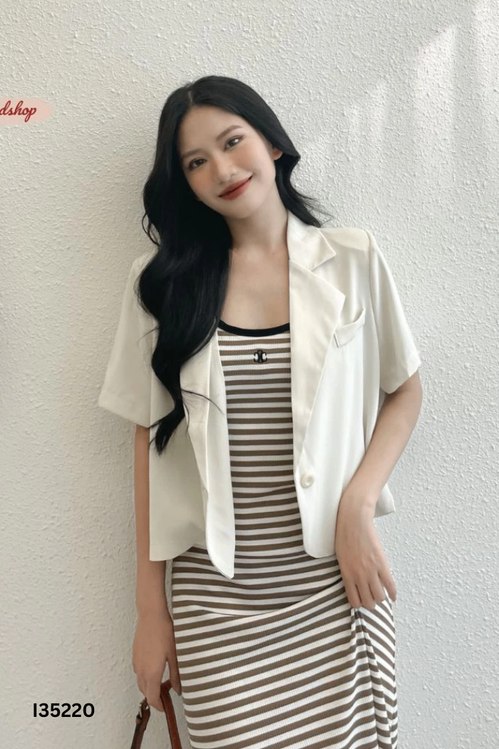Áo be ngắn tay dáng blazer