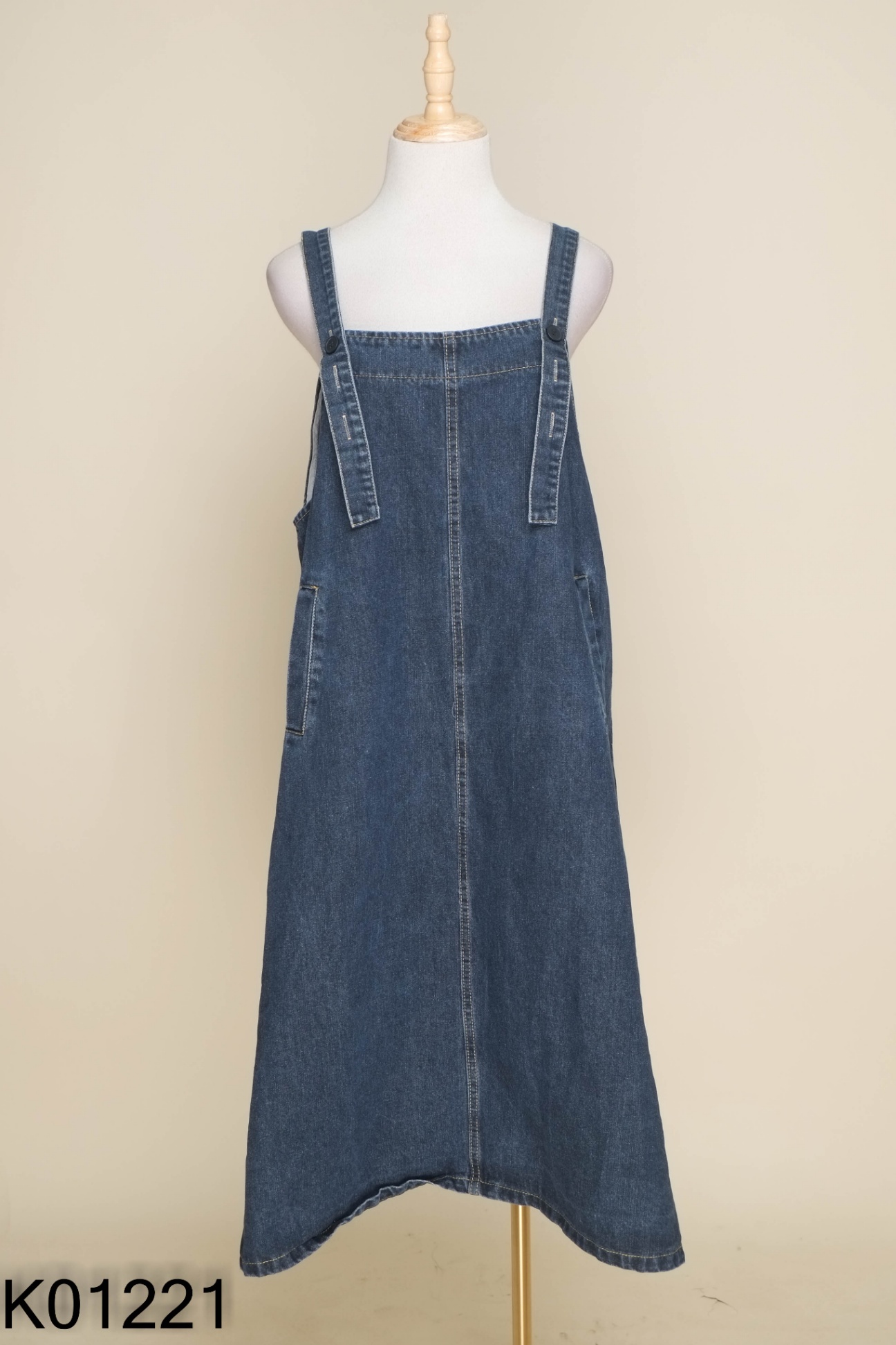 Yếm jeans xanh trơn