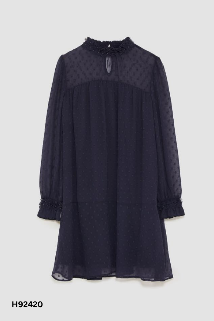 Váy xanh than đính bông (ZARA xuất)