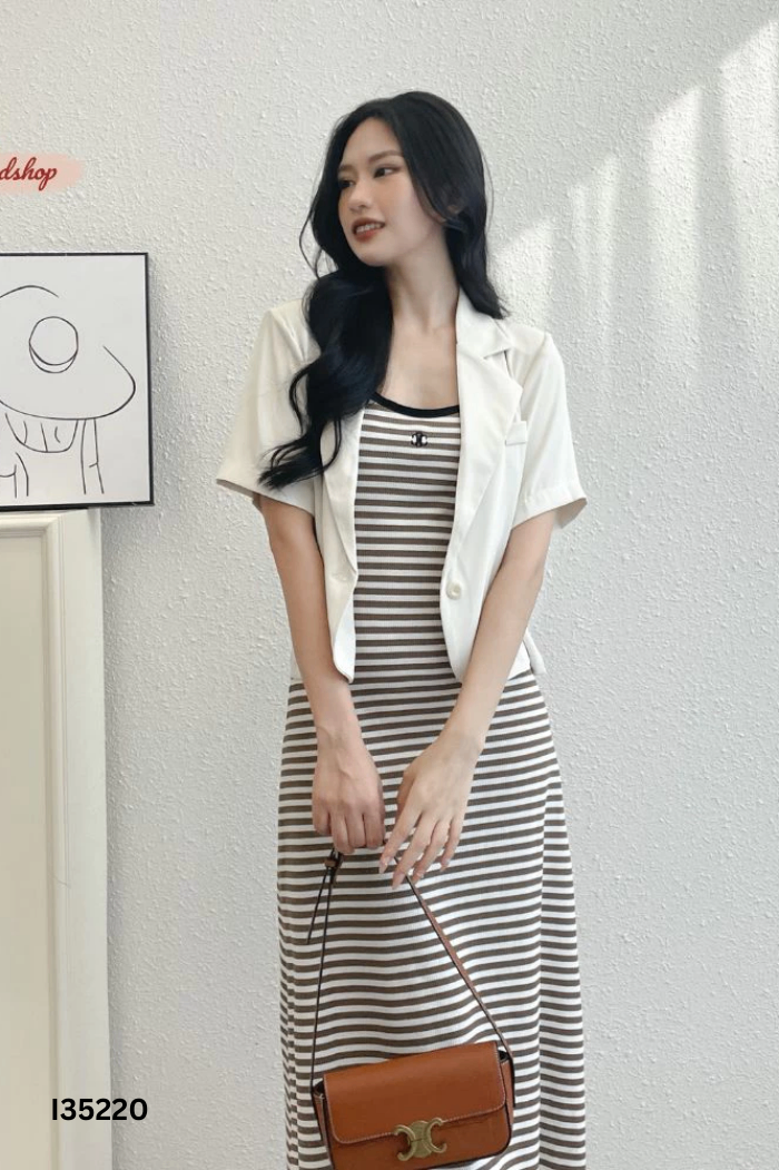 Áo be ngắn tay dáng blazer