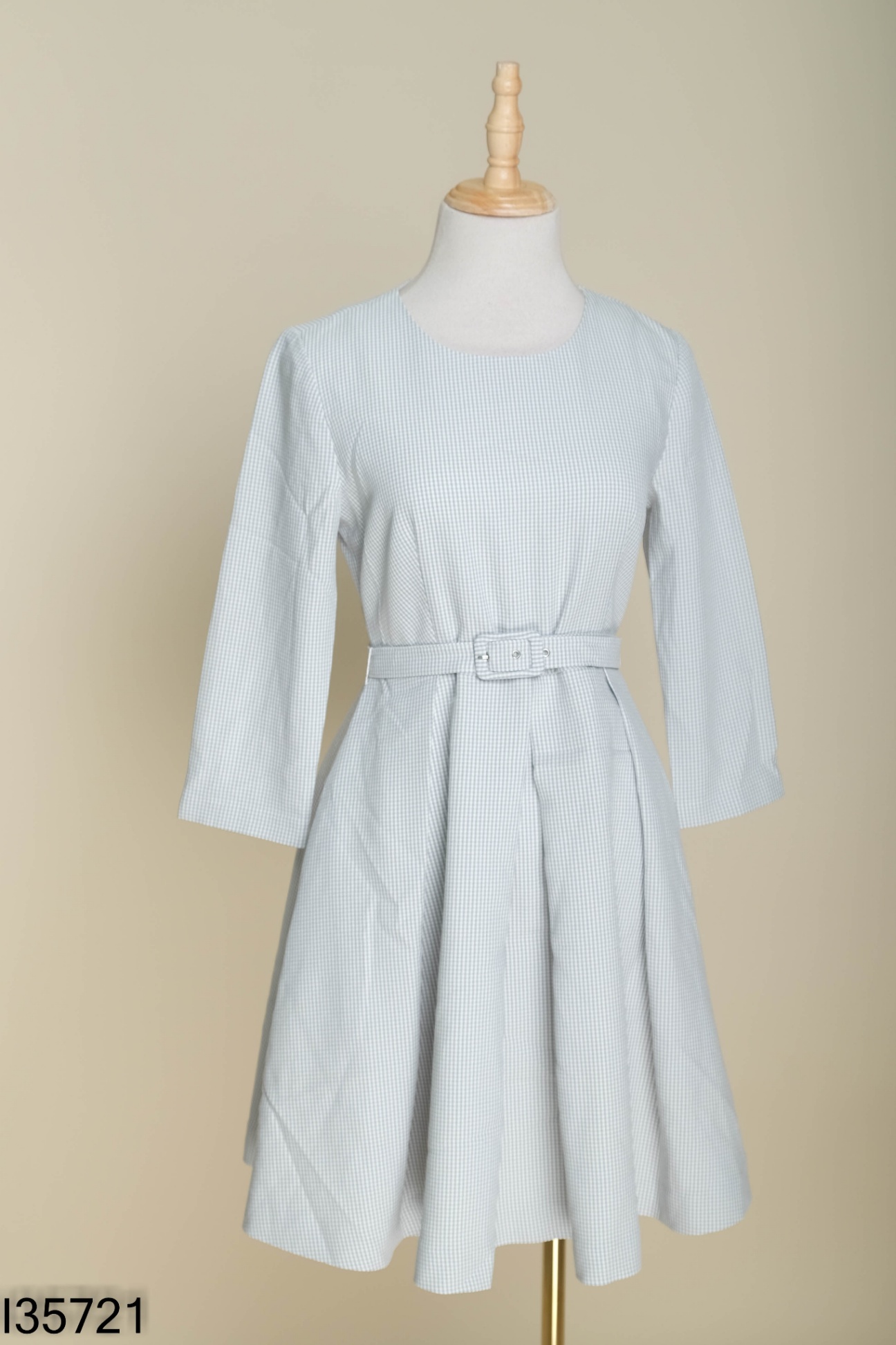 Váy IVY MODA xám xanh kẻ caro
