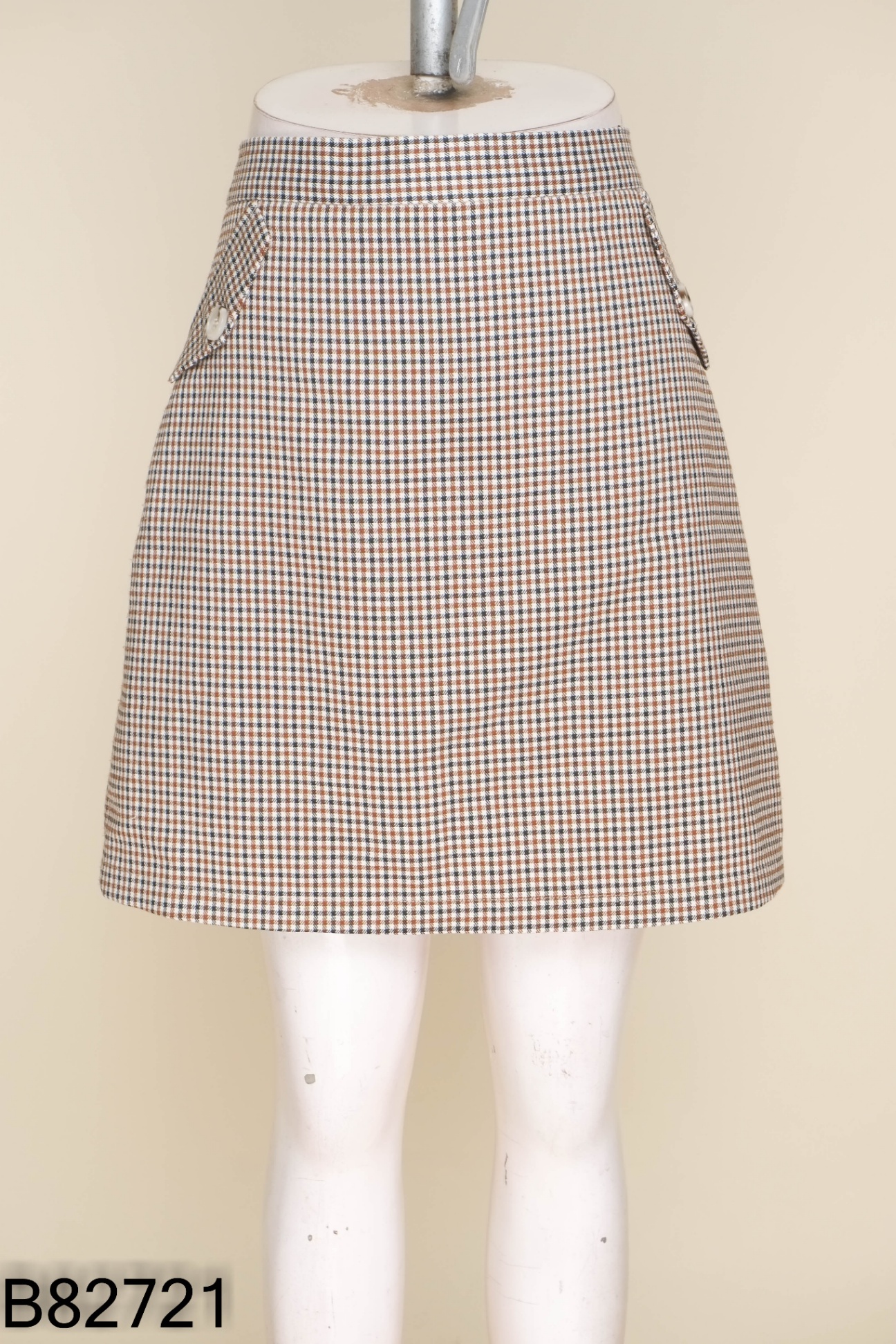 Chân váy ADORE DRESS be kẻ nâu đen