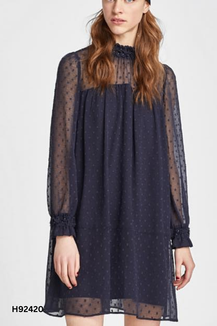 Váy xanh than đính bông (ZARA xuất)