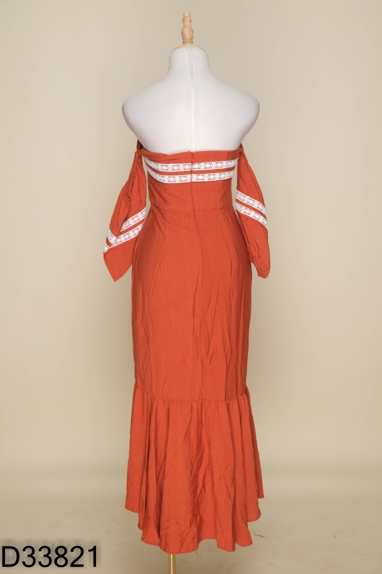 Váy SÒ VINTAGE nâu cam viền ren