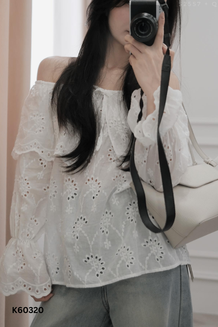 Áo trắng trễ vai