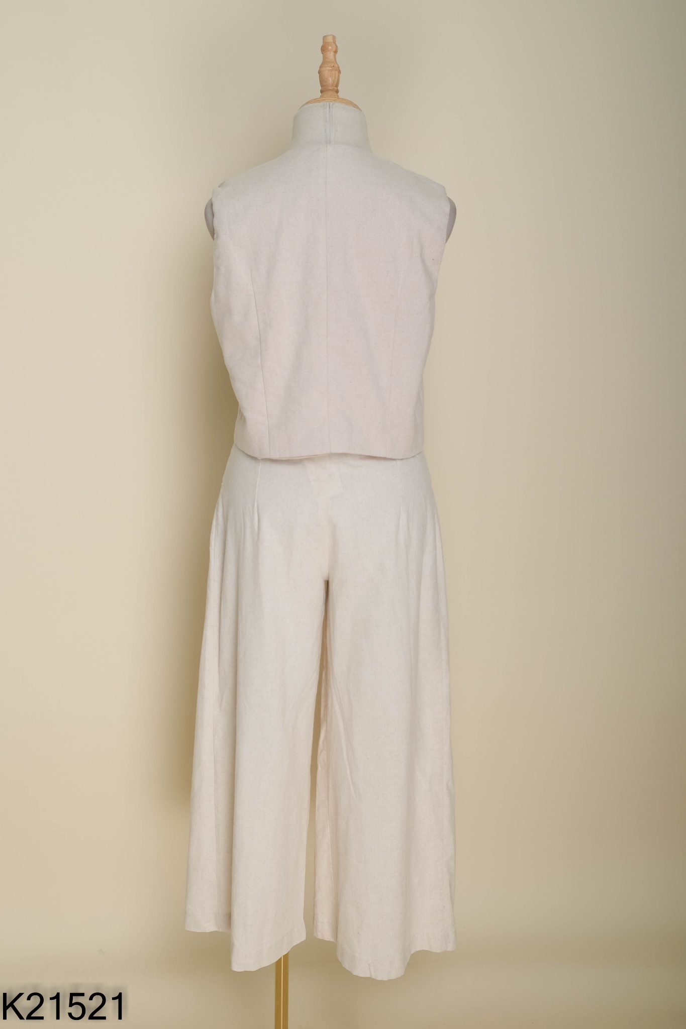 SET Áo linen be cúc đen + quần dài