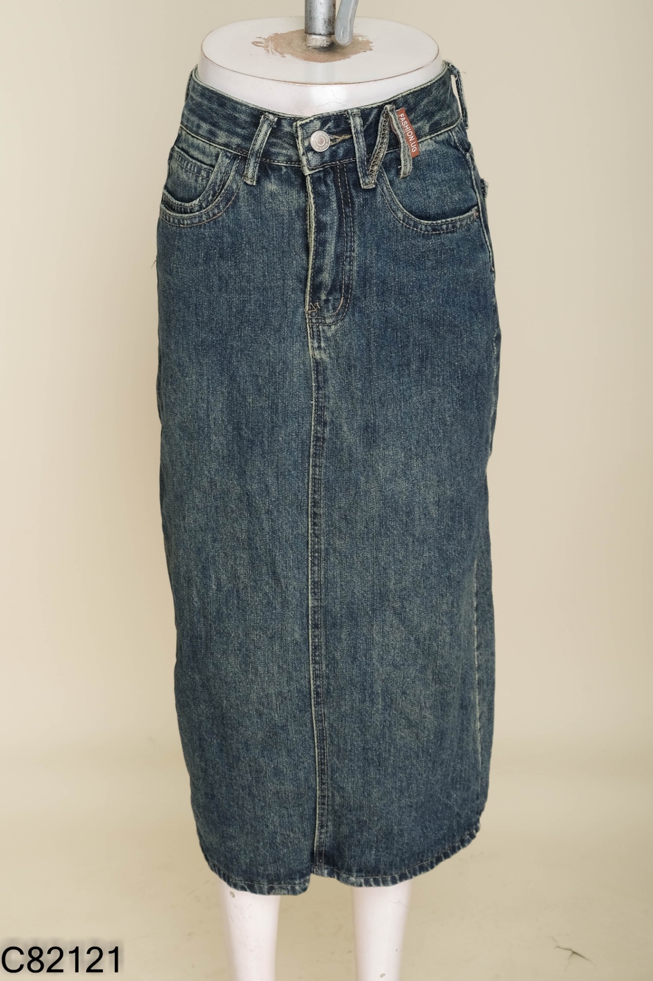 Chân váy jeans xanh trơn