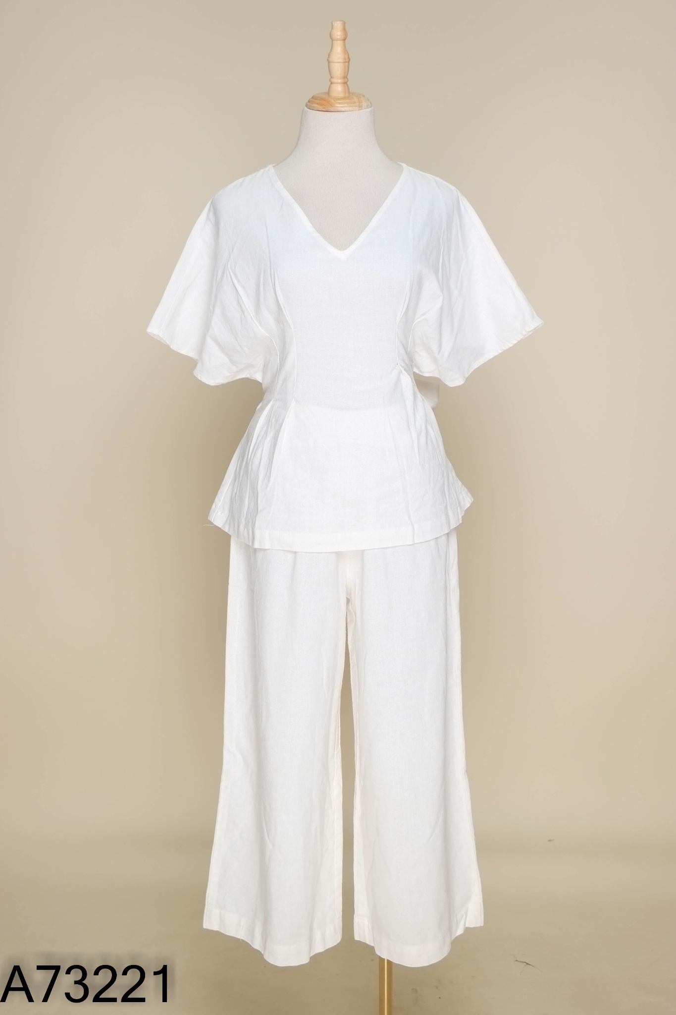SET Áo linen trắng buộc eo + quần dài