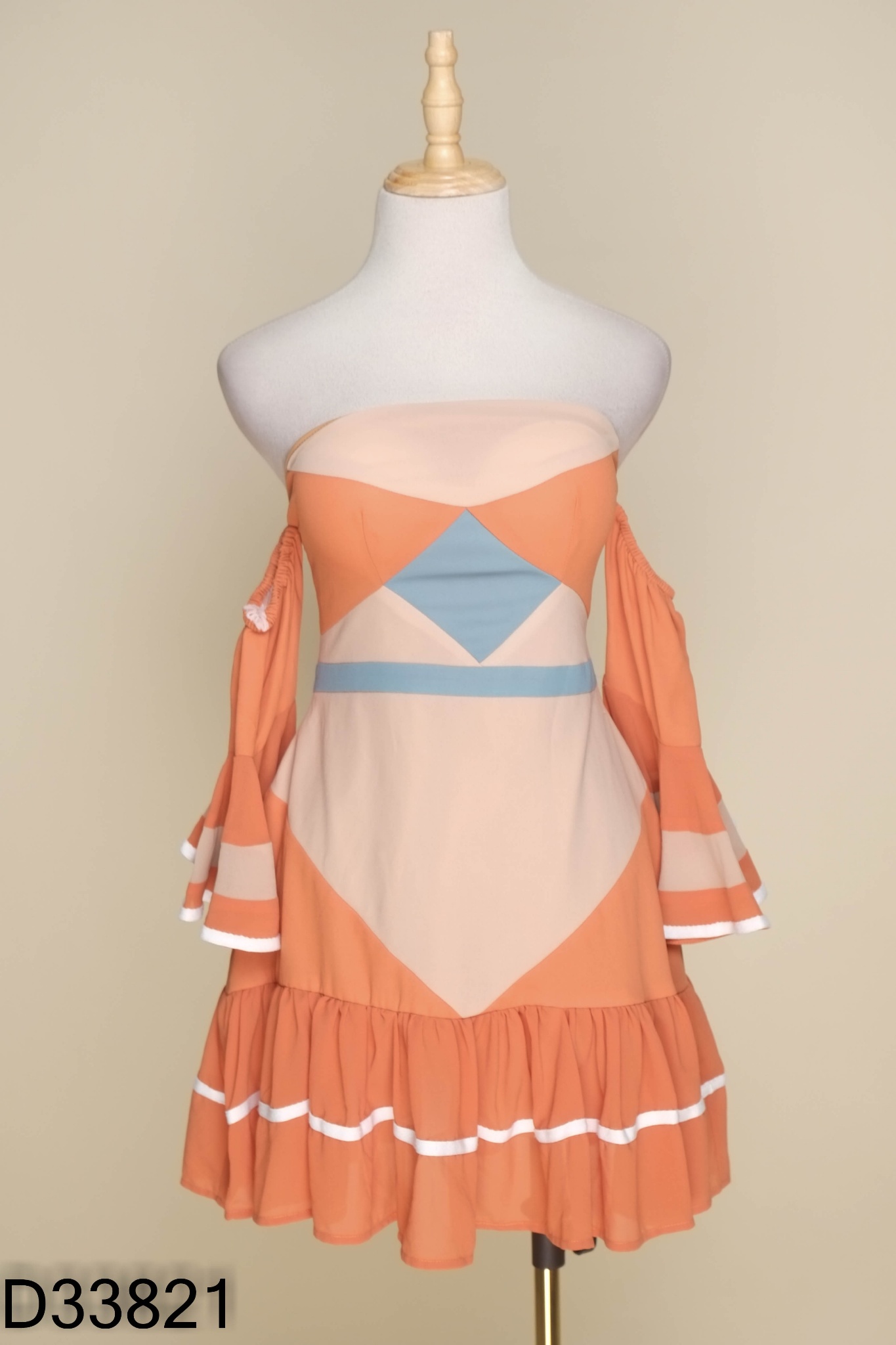 Váy SÒ VINTAGE be cam phối xanh