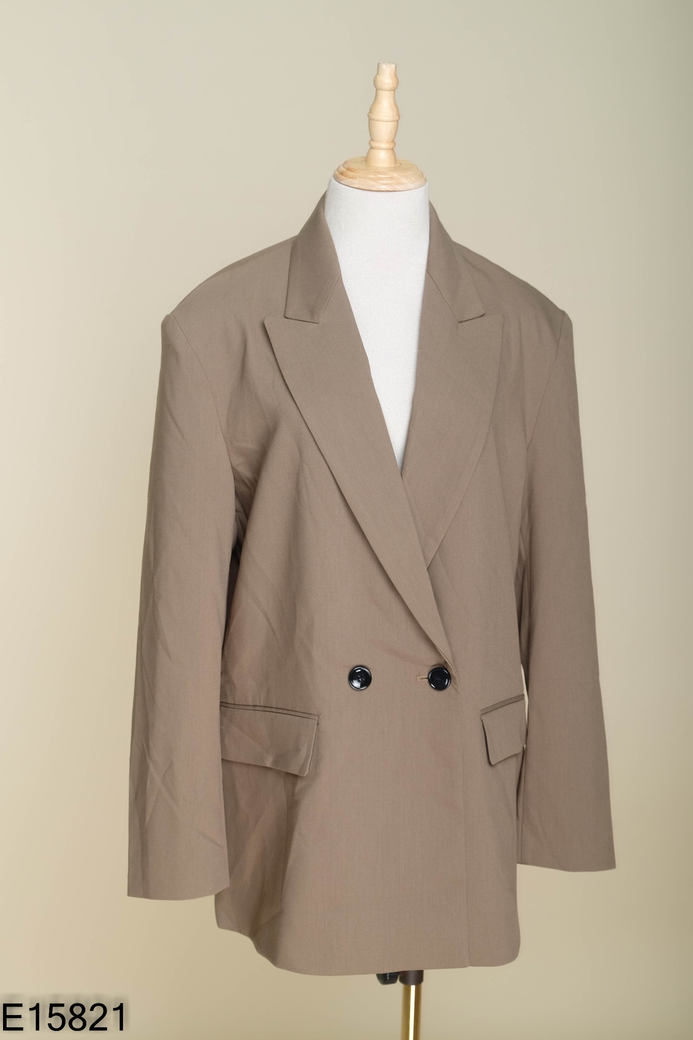 NEWTAG Blazer xanh rêu phối khuy