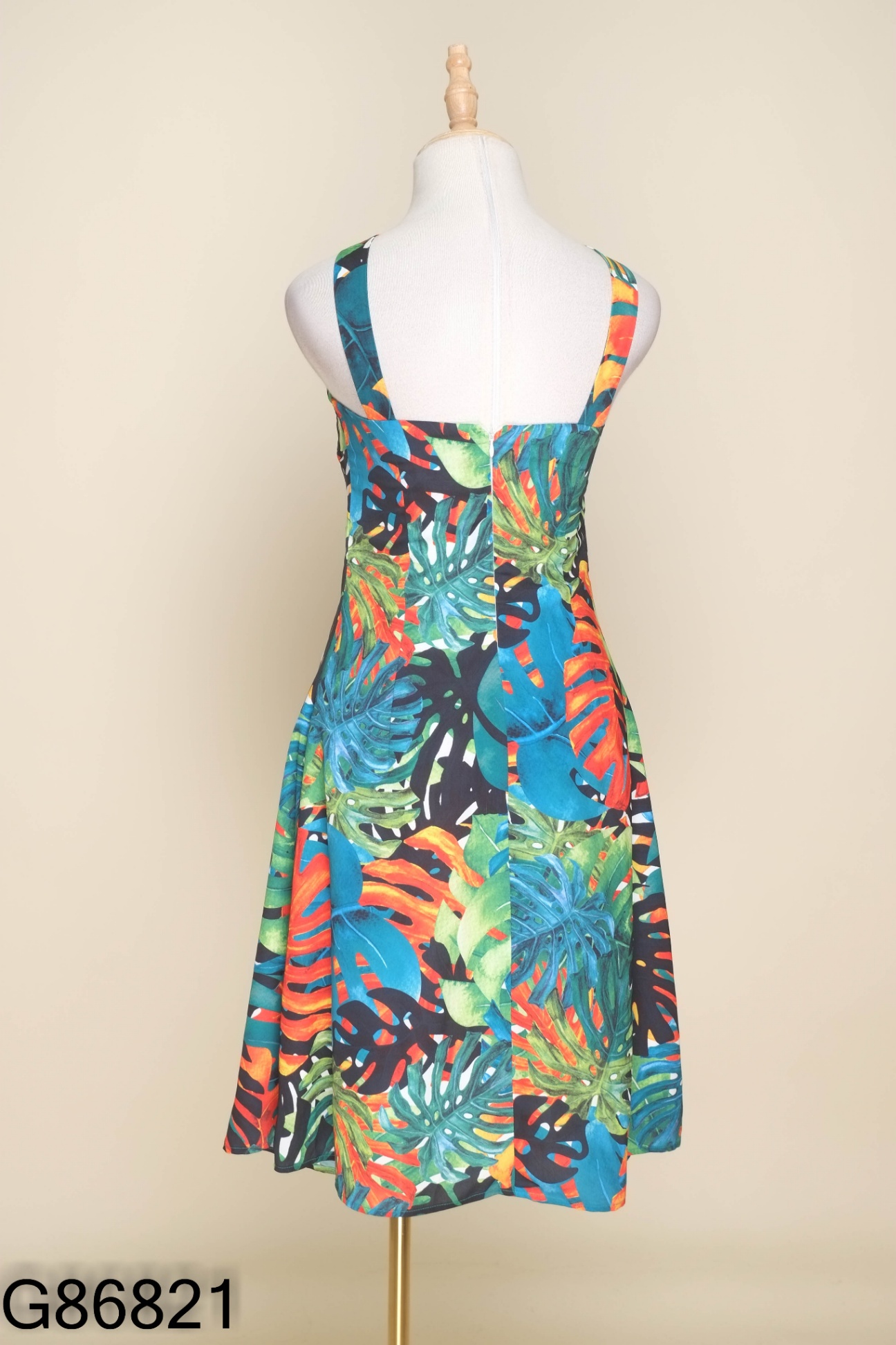 Váy ADORE DRESS xanh họa tiết cam