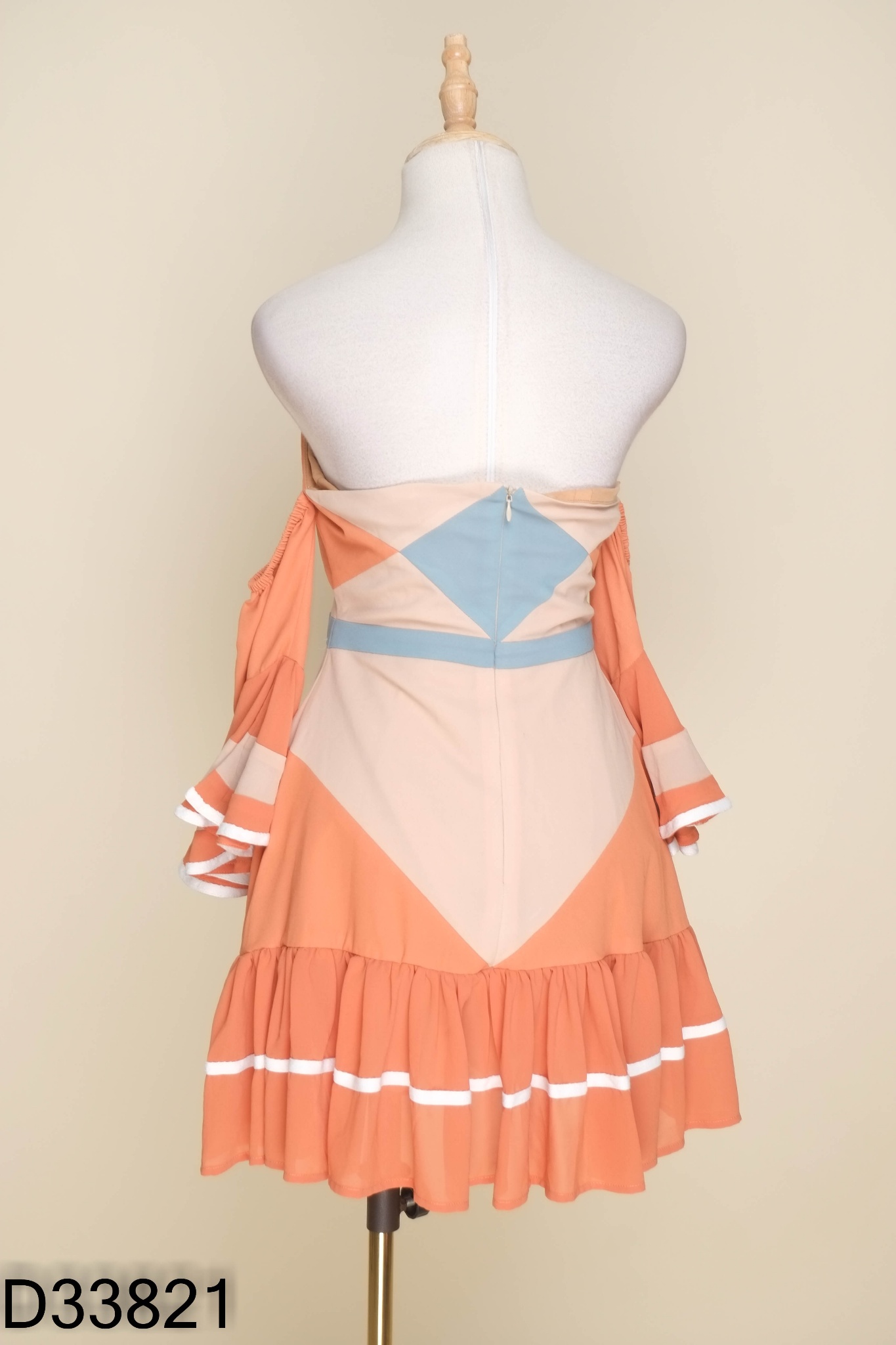 Váy SÒ VINTAGE be cam phối xanh
