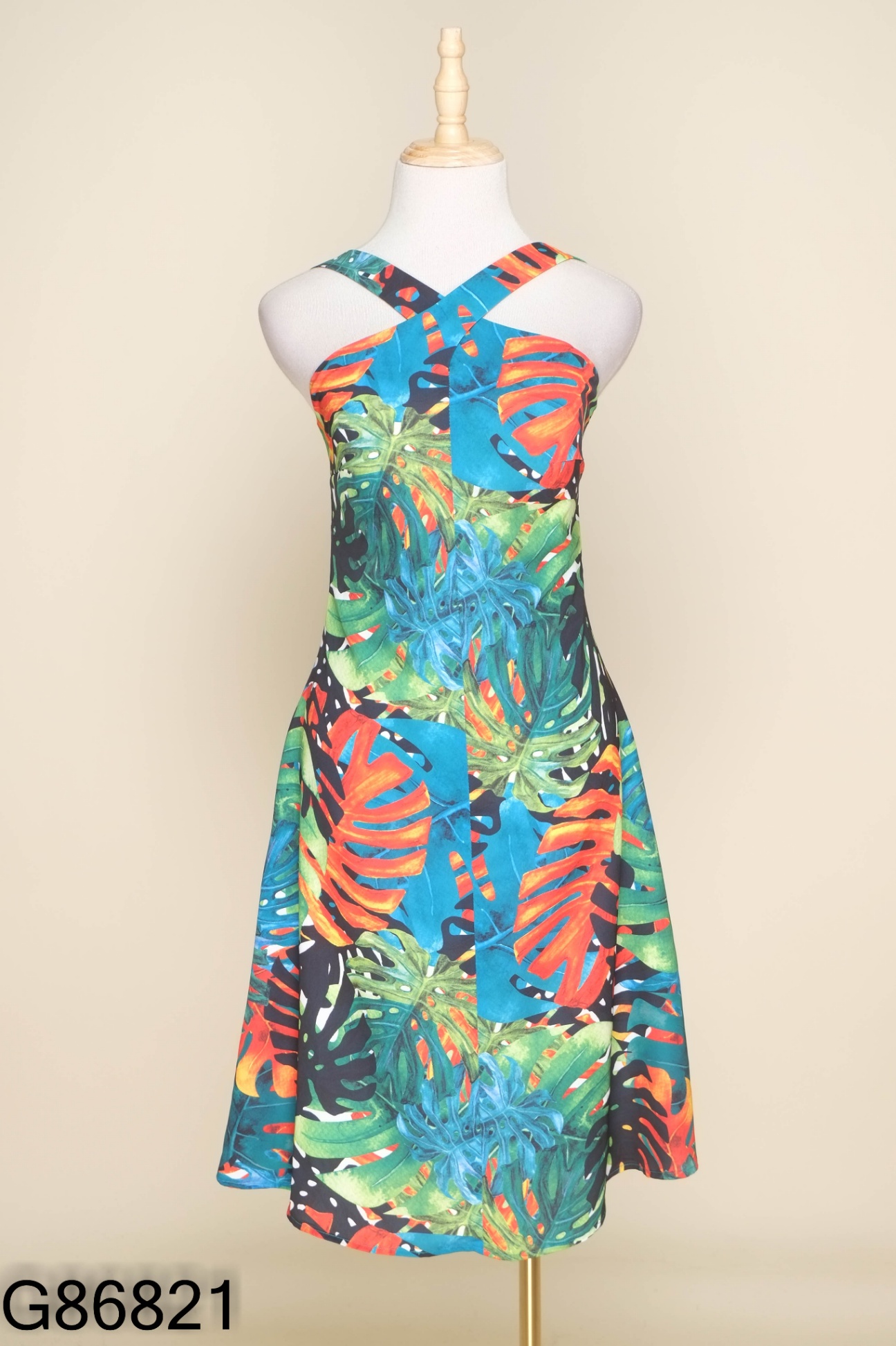 Váy ADORE DRESS xanh họa tiết cam