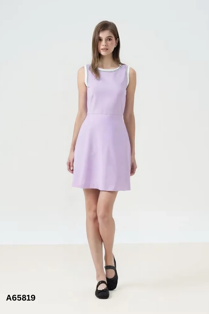 Váy sát nách tím N&M BASIC viền trắng