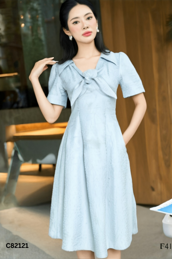 Váy xanh DAISY cổ vạt