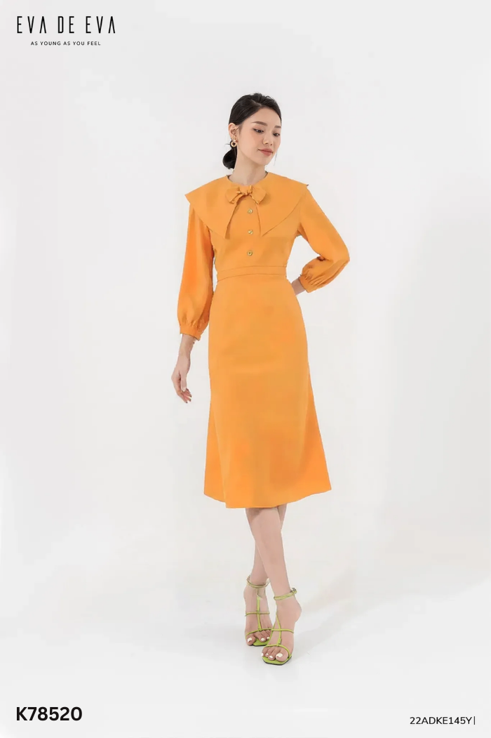 Váy nâu EVA DE EVA cổ vạt