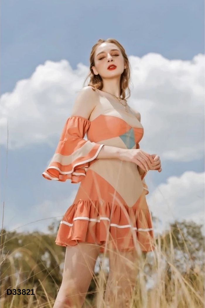 Váy SÒ VINTAGE be cam phối xanh