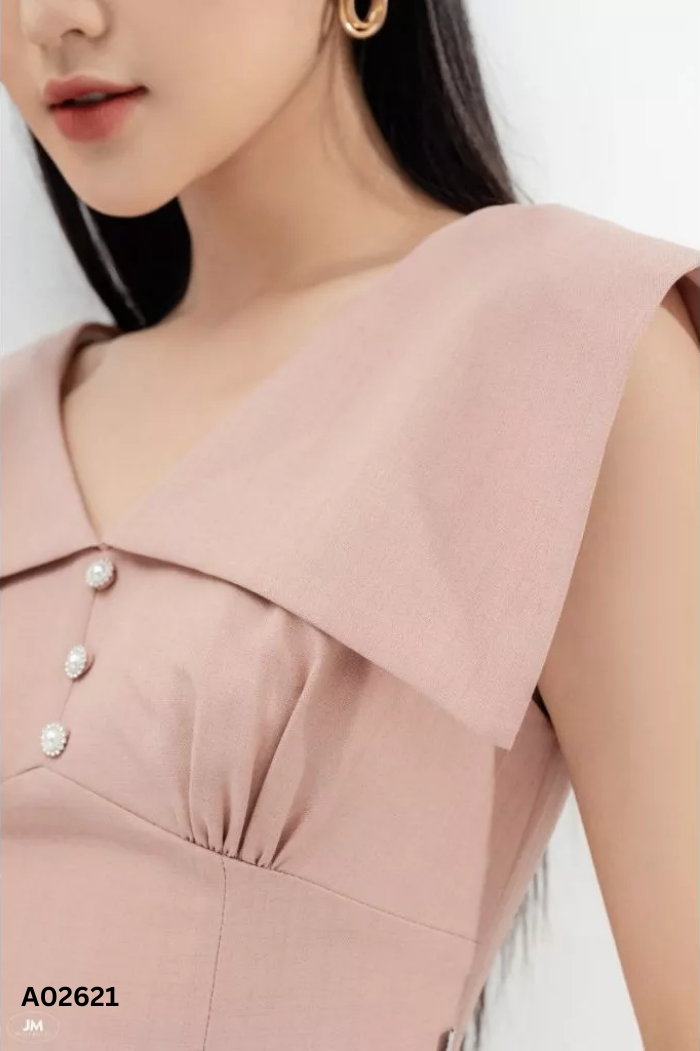 Áo kiểu JM DESIGN hồng khuy ngọc