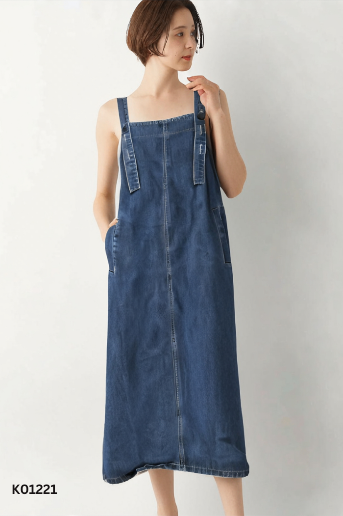 Yếm jeans xanh trơn