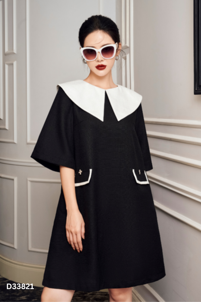 Váy GLAM NEST đen cổ be