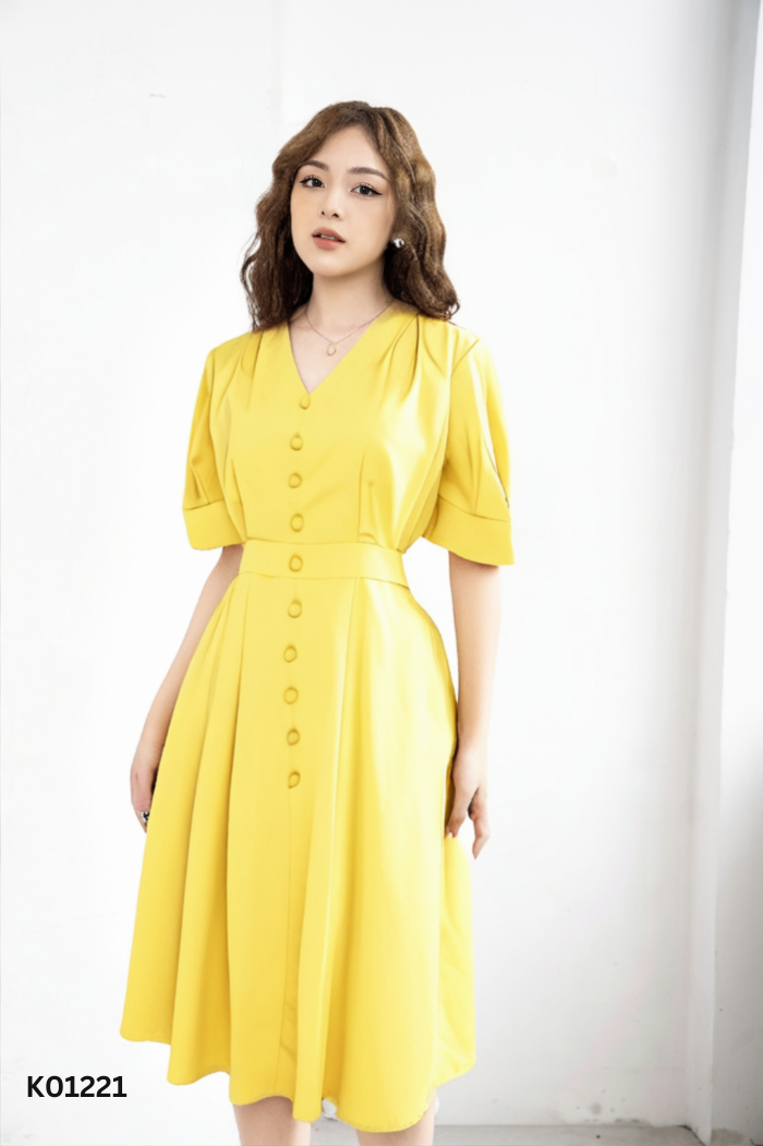 Váy LILY'S vàng cổ V